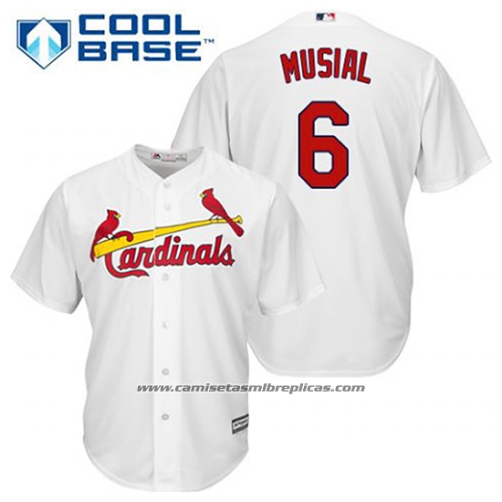 Camiseta Beisbol Hombre St. Louis Cardinals Stan Musial 6 Blanco Primera Cool Base